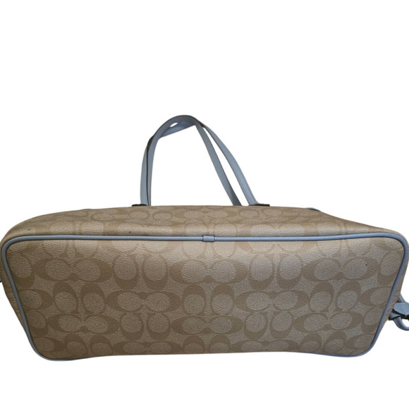 Coach Purse Womens Signature Carryall Drawstring Shoulder Tan Blue A2022-57842 - Picture 3 of 11